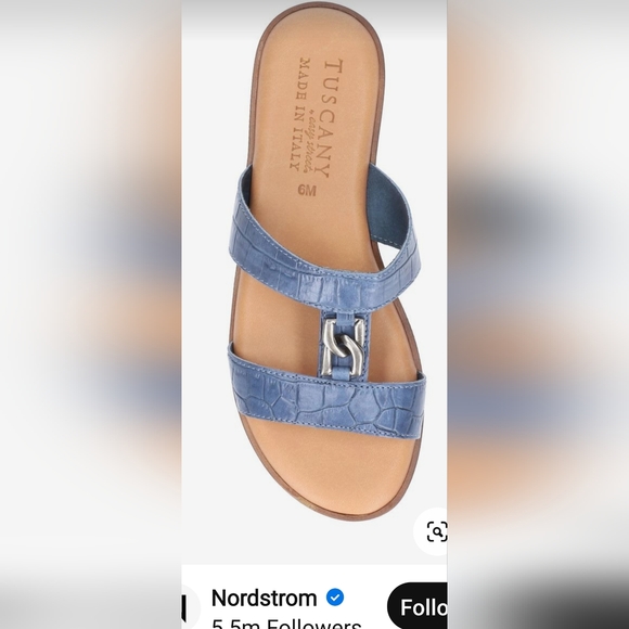 Tuscany Easy Streets blue croc embossed faux leather slides size 7.5 - Picture 11 of 12